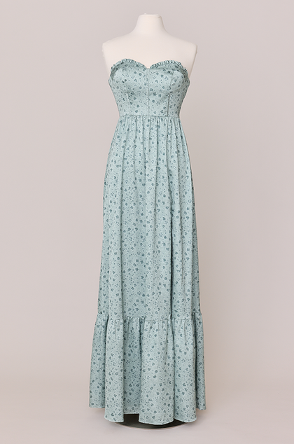 Valentina Satin Floral Print Dress | Made To Order | Sage Posey