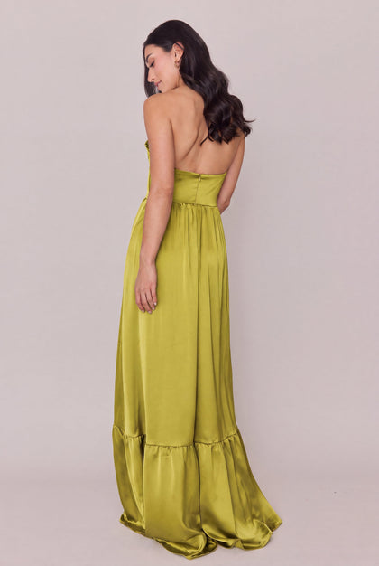 Valentina Satin Dress | Made To Order | Chartreuse