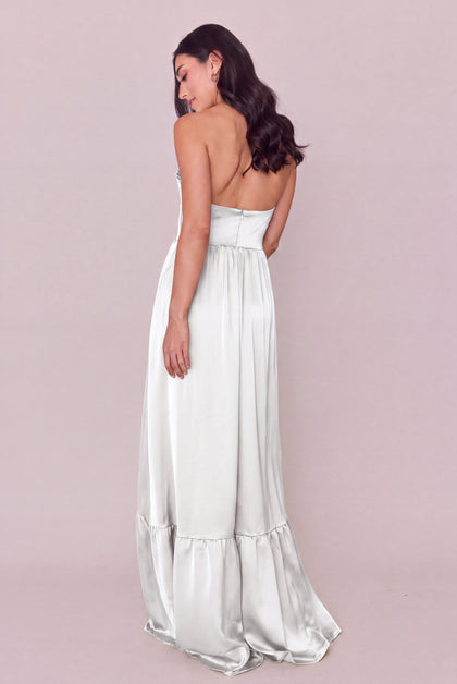 Valentina Satin Dress | White Pearl