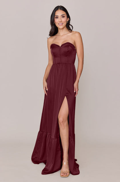 Valentina Satin Dress | Made To Order | Cabernet
