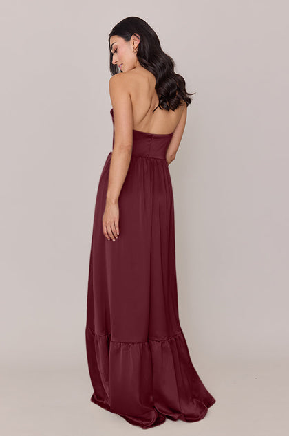 Valentina Satin Dress | Made To Order | Cabernet