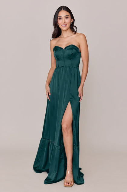 Valentina Satin Dress | Made To Order | Emerald