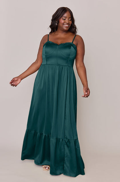 Valentina Satin Dress | Made To Order | Emerald