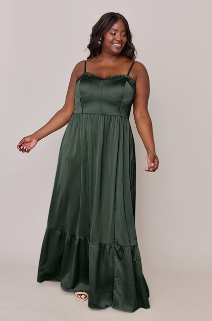 Valentina Satin Dress | Made To Order | Deep Olive