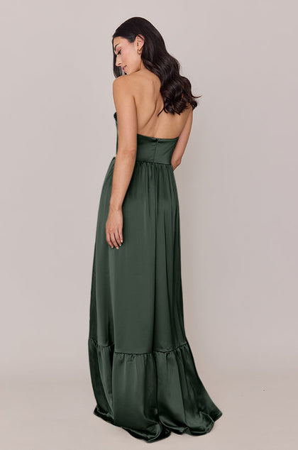 Valentina Satin Dress | Made To Order | Deep Olive