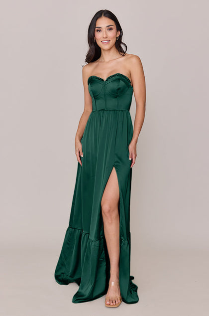 Valentina Satin Dress | Made To Order | Emerald