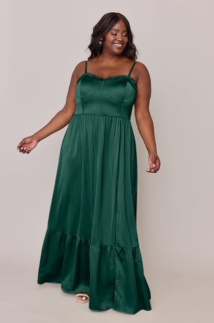 Valentina Satin Dress | Made To Order | Emerald
