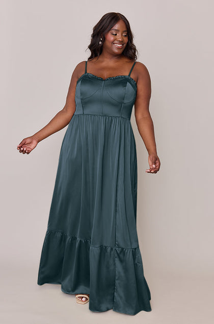 Valentina Satin Dress | Made To Order | Eucalyptus