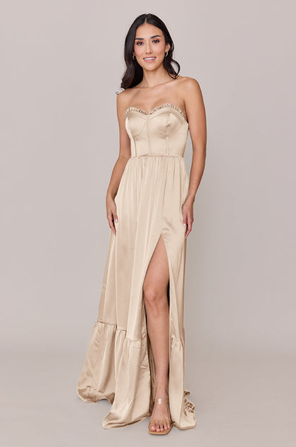 Valentina Satin Dress | Made To Order | Gold Champagne