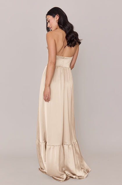 Valentina Satin Dress | Made To Order | Gold Champagne