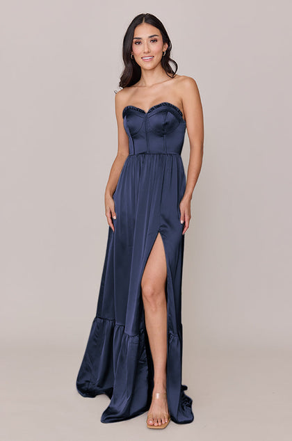 Valentina Satin Dress | Made To Order | Indie Blue
