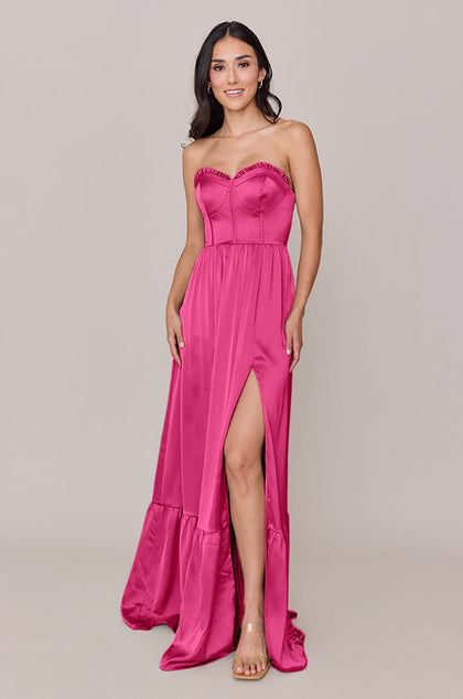Valentina Satin Dress | Made To Order | Malibu Pink
