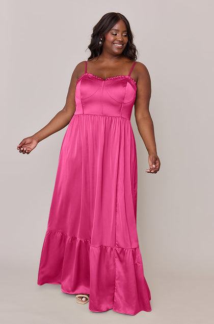 Valentina Satin Dress | Made To Order | Malibu Pink