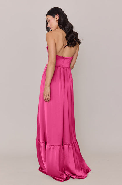Valentina Satin Dress | Made To Order | Malibu Pink