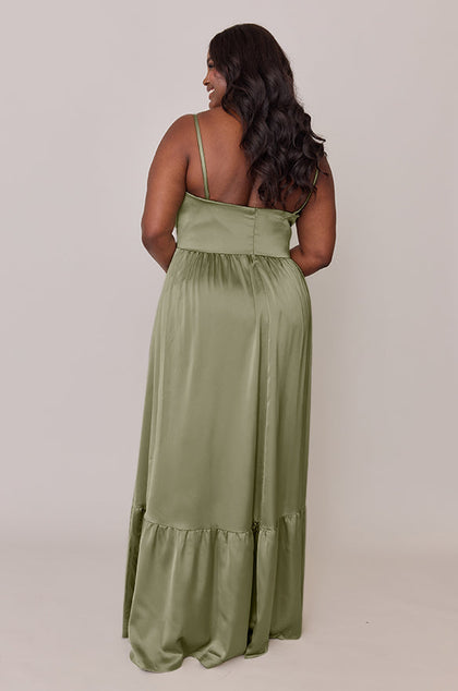 Valentina Satin Dress | Made To Order | Moss