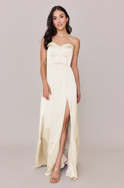 Valentina Satin Dress | Made To Order | Pale Yellow