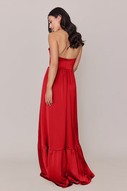 Valentina Satin Dress | Made To Order | Poppy Red