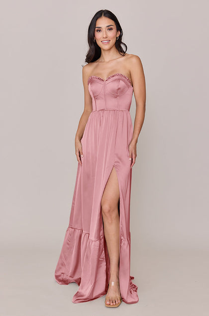 Valentina Satin Dress | Made To Order | Rosette
