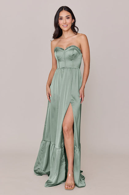 Valentina Satin Dress | Made To Order | Sage