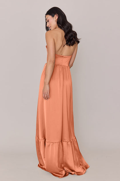 Valentina Satin Dress | Made To Order | Tangerine