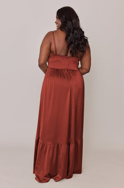 Valentina Satin Dress | Made To Order | Rust