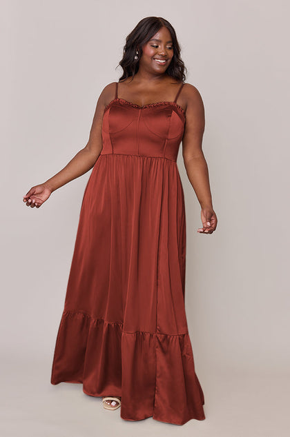 Valentina Satin Dress | Made To Order | Rust