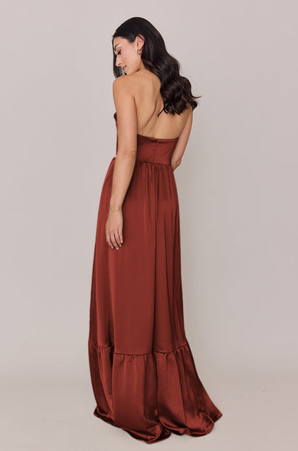 Valentina Satin Dress | Made To Order | Terracotta Rust