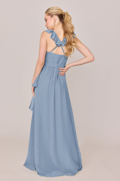 Valerie Chiffon Faux Wrap Dress | Made To Order | French Blue