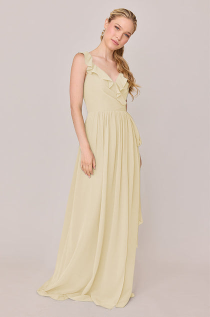 Valerie Chiffon Faux Wrap Dress | Made To Order | Yellow