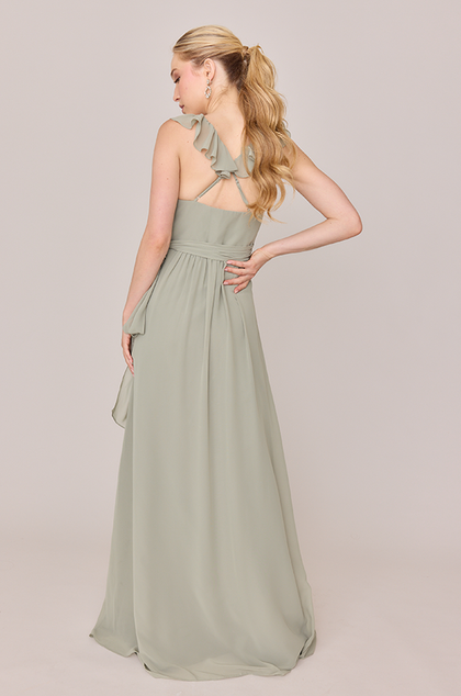 Valerie Chiffon Faux Wrap Dress | Made To Order | Silver Sage