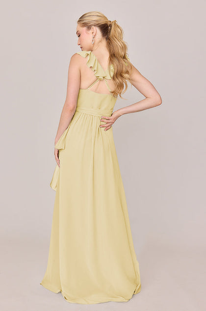 Valerie Chiffon Faux Wrap Dress | Made To Order | Yellow