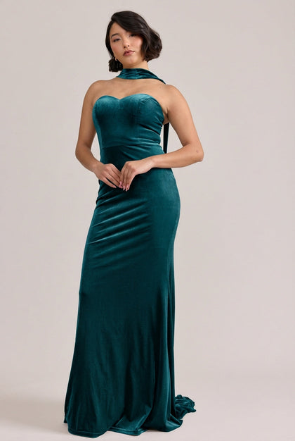 Velvet Skinny Scarf | Made To Order | Classic Emerald