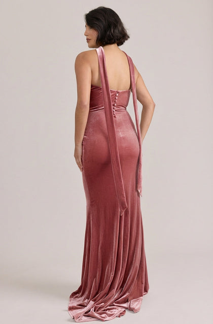 Velvet Skinny Scarf | Made To Order | Dusty Rose