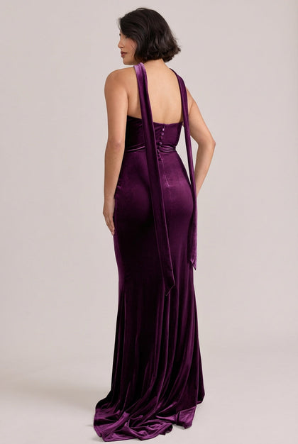 Velvet Skinny Scarf | Made To Order | Purple