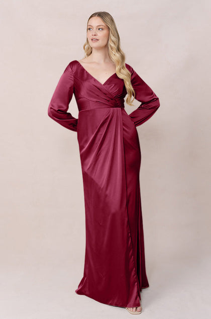 Vera Satin Dress | Made To Order | Berry