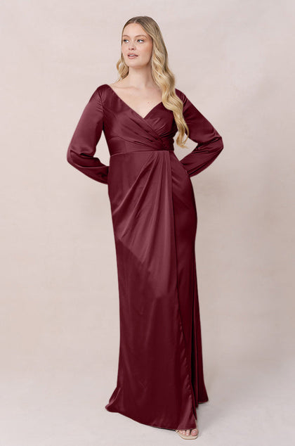 Vera Satin Dress | Made To Order | Cabernet