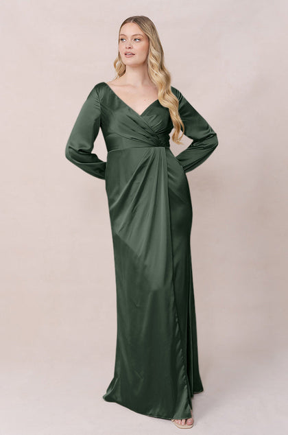 Vera Satin Dress | Made To Order | Deep Olive