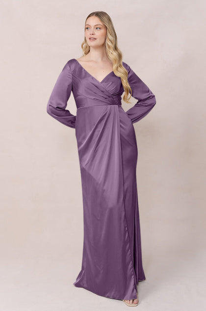 Vera Satin Dress | Made To Order | Dusty Plum