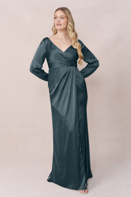 Vera Satin Dress | Made To Order | Eucalyptus