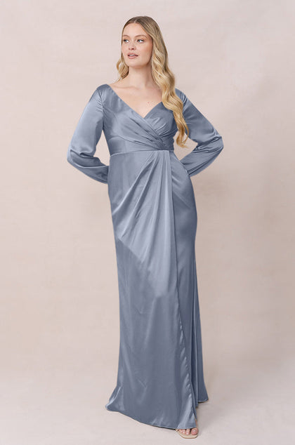Vera Satin Dress | Made To Order | French Blue
