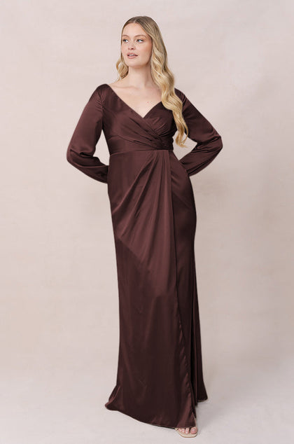 Vera Satin Dress | Made To Order | Mahogany