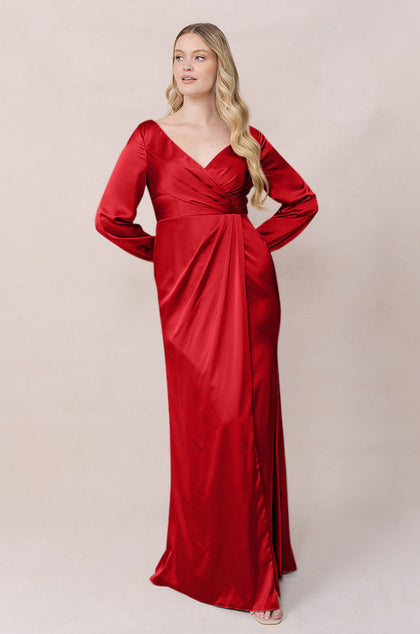 Vera Satin Dress | Made To Order | Poppy Red