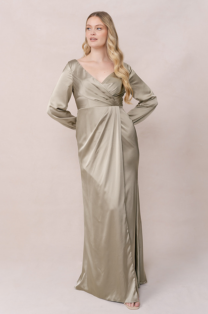 Vera Satin Dress | Made To Order | Silver Sage