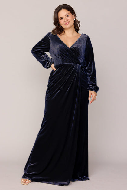 Vera Velvet Dress | Made To Order | Navy Blue