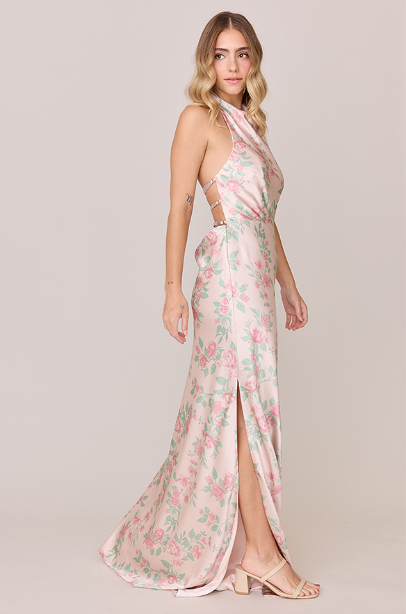 Veronica Satin Floral Print Dress Veronica Satin Floral Print Dress