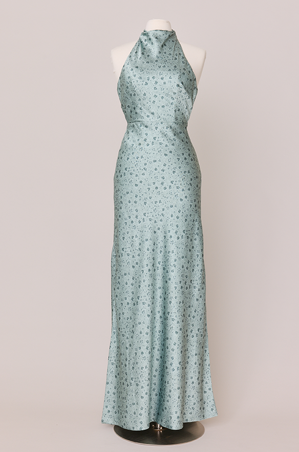 Veronica Satin Floral Print Dress | Made To Order Sage Posey Veronica Satin Floral Print Dress | Made To Order Sage Posey