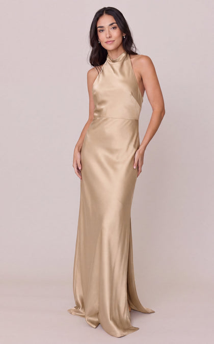 Veronica Satin Dress | Made To Order | Gold Champagne