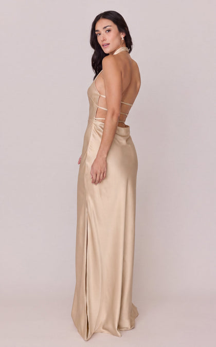 Veronica Satin Dress | Made To Order | Gold Champagne