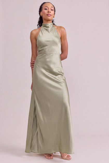 Veronica Satin Dress | Made To Order | Silver Sage