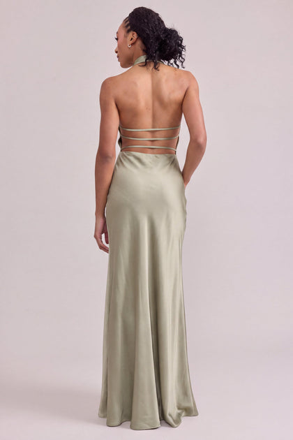 Veronica Satin Dress | Made To Order | Silver Sage